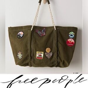Free People Been There Badge Tote Bag❤️ NWOT Serpent Green